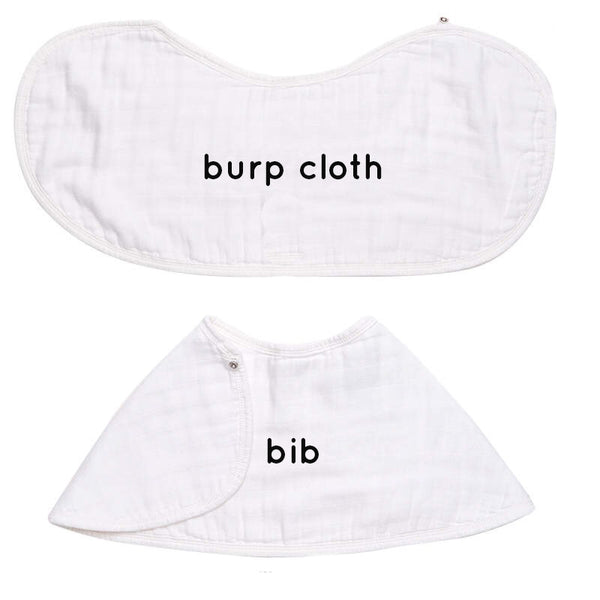 white & polar bear 2-in-1 burp cloth + bib set