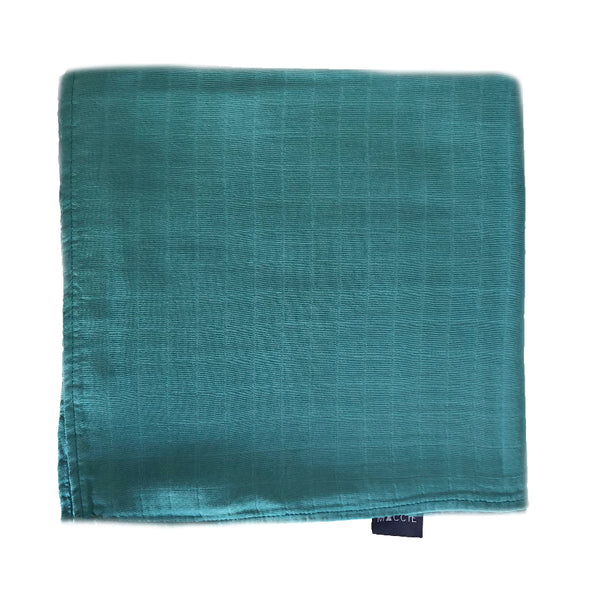 teal blue bamboo muslin swaddle