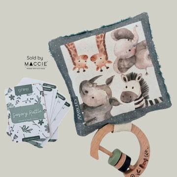 baby rattle and sensory crinkle square toy set