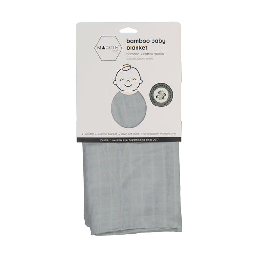 bamboo muslin swaddle baby blanket | powder blue