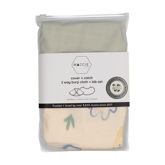 cover + catch 2 way burp cloth & bib set l africa adventure + sage