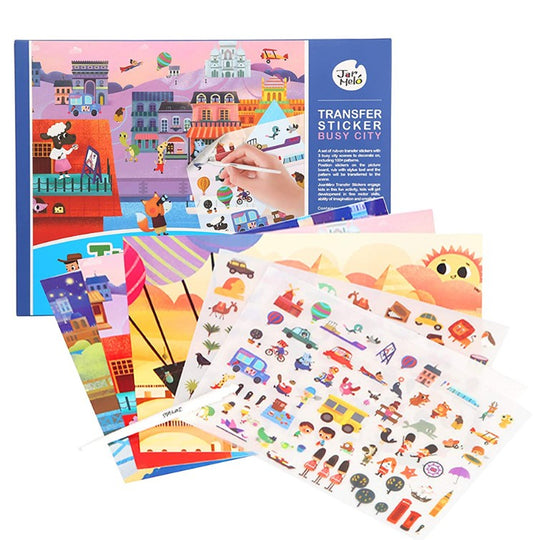 Jar Melo l Rub-On Transfer Sticker Set – The Busy City – 100+pcs