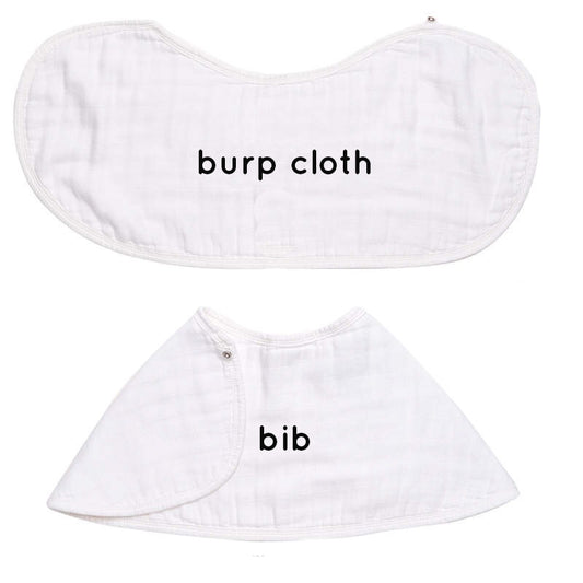 2-in-1 baby burp cloth + bib set | secret garden + sage green