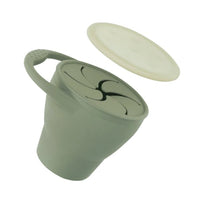 sage green silicone baby/toddler snack cup