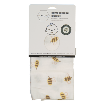wrap + nap bamboo muslin baby blanket/swaddle l busy bees