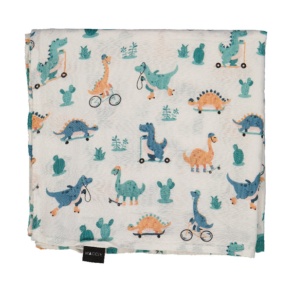 cool dude dino bamboo muslin swaddle