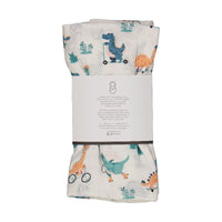 cool dude dino bamboo muslin swaddle