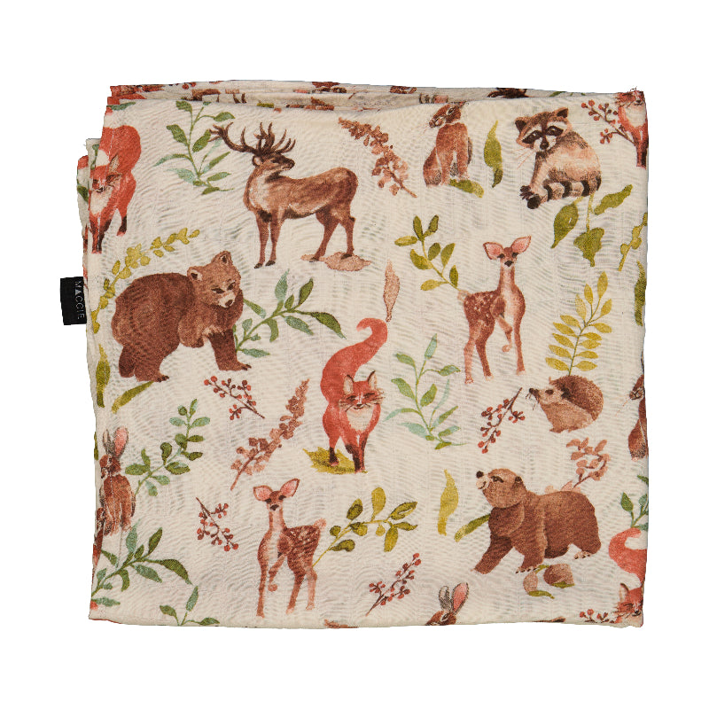 forest friends baby bamboo muslin swaddle