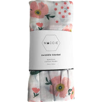 pink poppy flower bamboo muslin swaddle