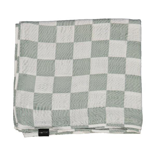 sage green chess baby bamboo muslin swaddle