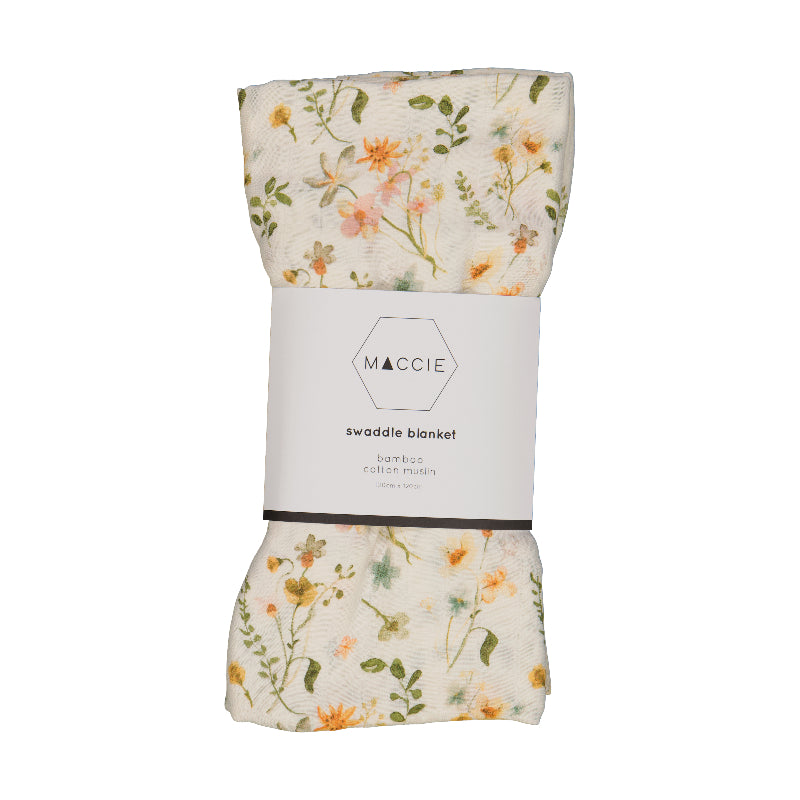 spring flowers baby bamboo muslin swaddle