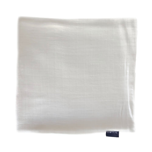 white bamboo muslin swaddle