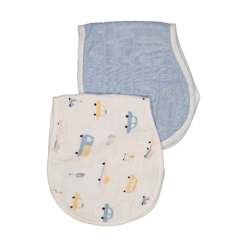 beep beep + blue 2-in-1 baby burp cloth + bib set