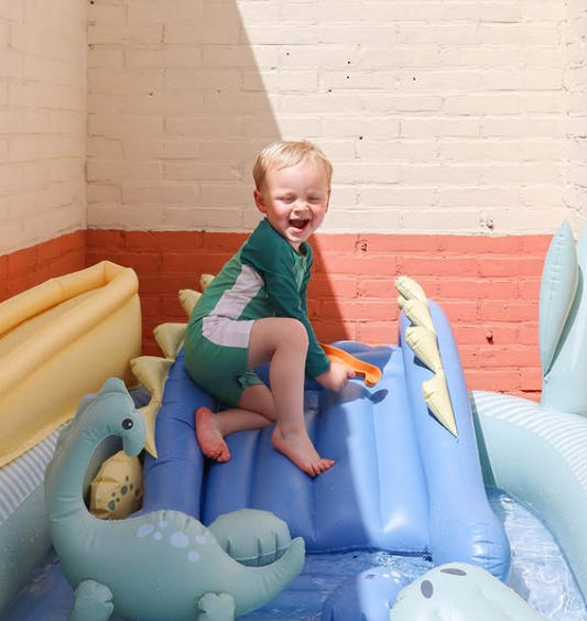 swim essentials l Inflatable ToddlerPlay Pool with slide - Dinosaur