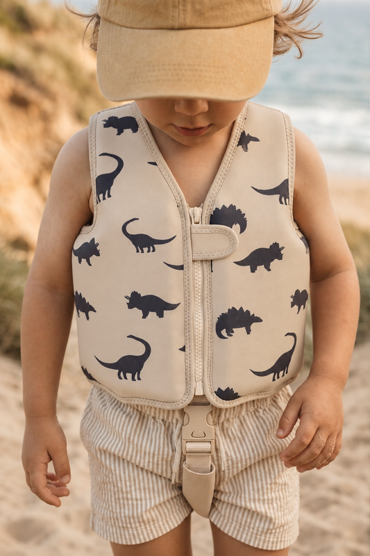 the tommy swim vest | beige dinosaurs