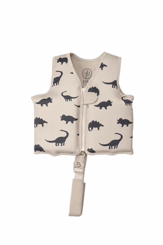 the tommy swim vest | beige dinosaurs