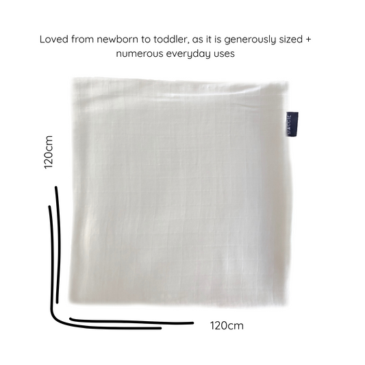 bamboo muslin swaddle baby blanket | white