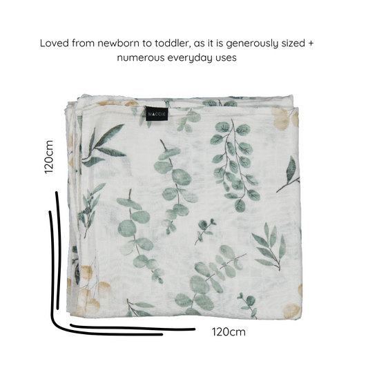 wrap + nap bamboo muslin baby blanket | green leaves