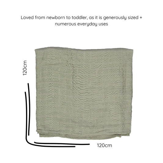bamboo muslin swaddle baby blanket | sage green
