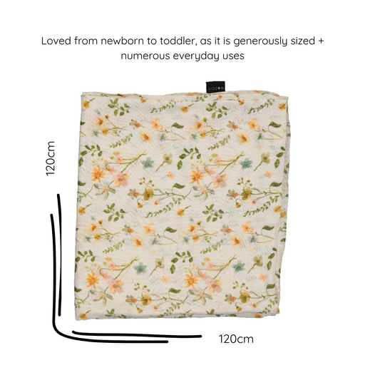 bamboo muslin swaddle baby blanket | spring flower