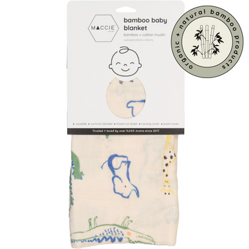 bamboo muslin swaddle baby blanket | african adventure