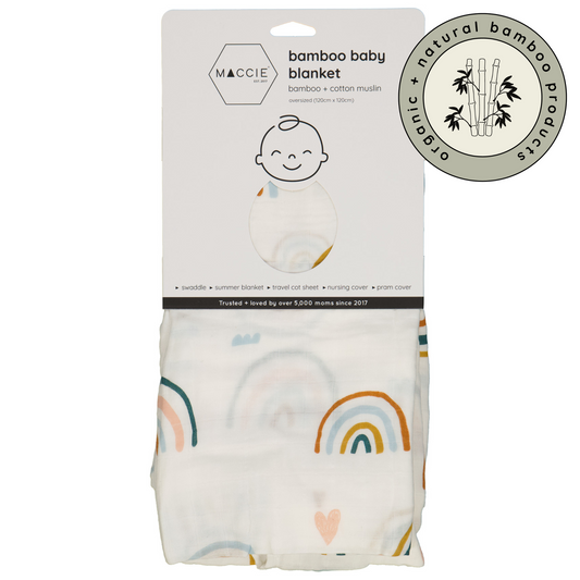 bamboo muslin swaddle baby blanket | rainbow