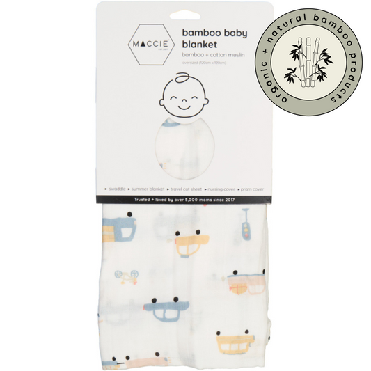 bamboo muslin swaddle baby blanket | beep beep