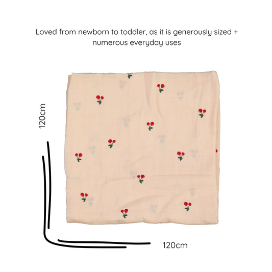 bamboo muslin swaddle baby blanket | cheeky cherries