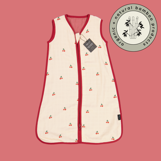 1.0 TOG bamboo baby sleep sack | cheeky cherries + burgundy (1/11/26)
