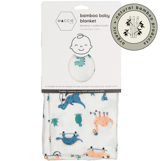 bamboo muslin swaddle baby blanket | cool dude dino