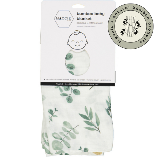wrap + nap bamboo muslin baby blanket | green leaves