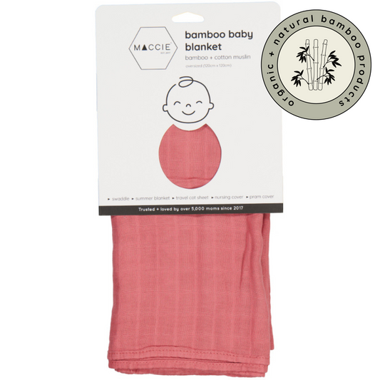 bamboo muslin swaddle baby blanket | ruby pink