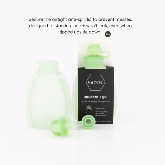 squeeze + go refillable food pouch | lime green