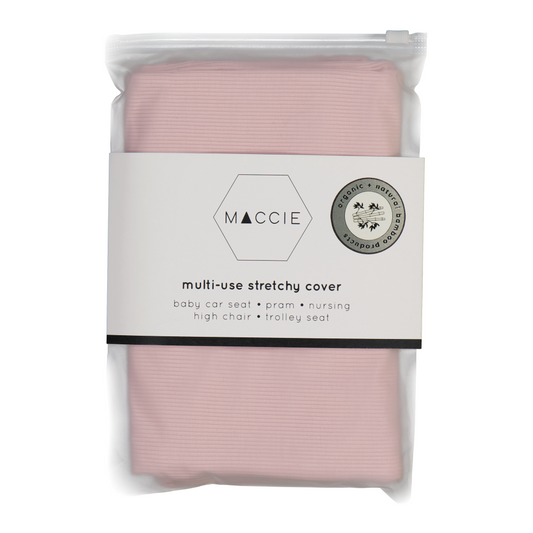 stretch + shield car seat or breastfeeding cover l misty pink ribbed bamboo