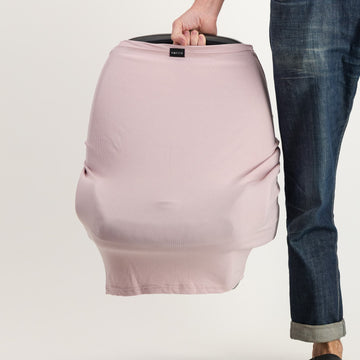 stretch + shield car seat or breastfeeding cover l misty pink ribbed bamboo