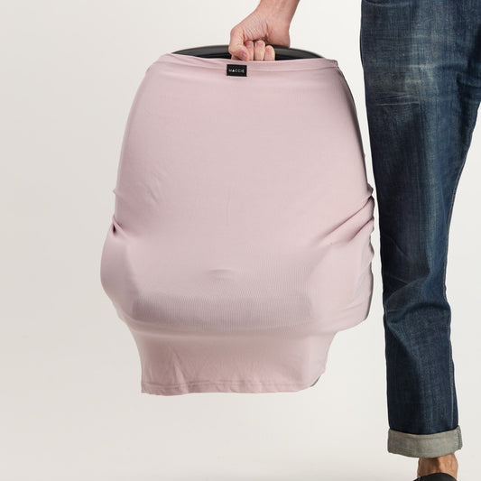 stretch + shield car seat or breastfeeding cover l misty pink ribbed bamboo
