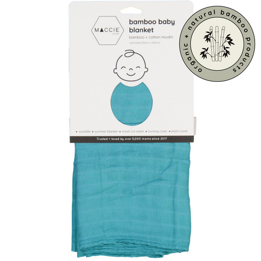 bamboo muslin swaddle baby blanket | teal