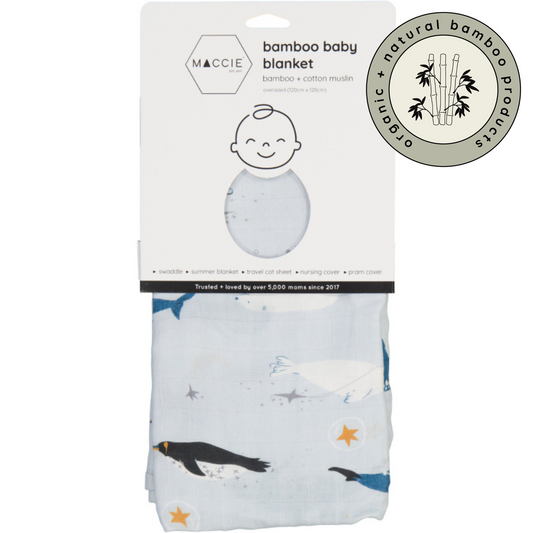 bamboo muslin swaddle baby blanket | whale dreams