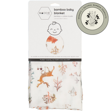 bamboo muslin swaddle baby blanket |  whimsical woodlands