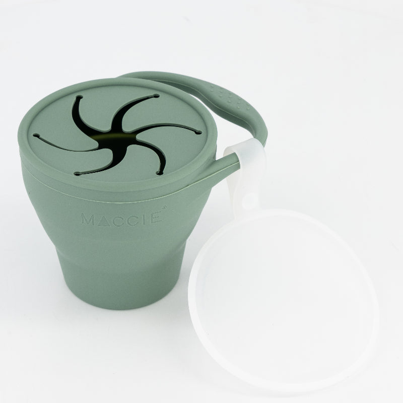 sage green stroll + snack cup  ( with attached lid)