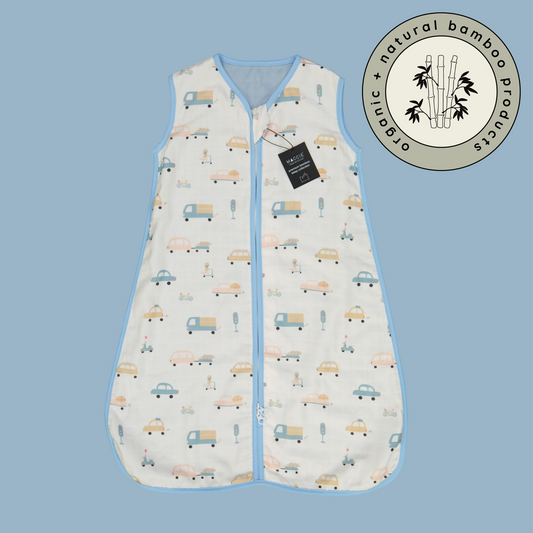 1.0 TOG bamboo muslin summer sleep sack | beep beep + blue