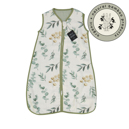 1.0 TOG bamboo muslin summer sleep sack | green leaves +sage