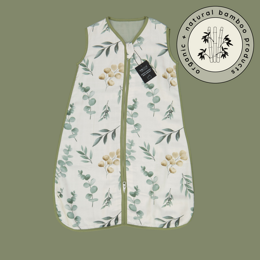 1.0 TOG bamboo muslin summer sleep sack | green leaves +sage