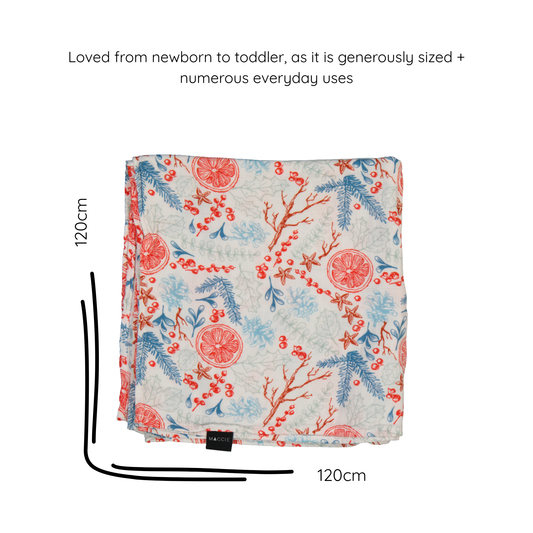 wrap + nap bamboo muslin baby blanket/swaddle l lumo coral