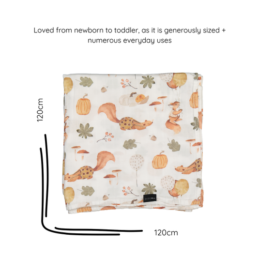 wrap + nap bamboo muslin baby blanket/ swaddle l forest friends