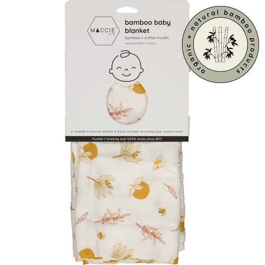 bamboo muslin swaddle baby blanket | autumn leaves