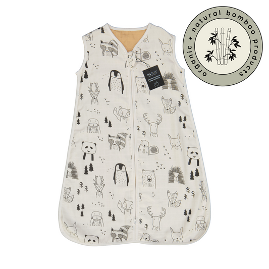 1.0 TOG bamboo muslin summer sleep sacks | scandi animals + beige