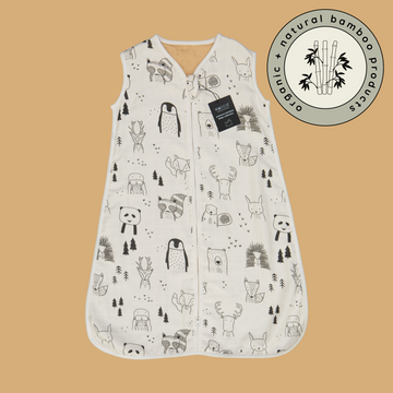 1.0 TOG bamboo muslin summer sleep sacks | scandi animals + beige