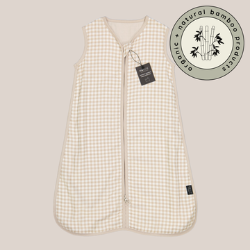 1.0 TOG bamboo baby sleep sack | stone gingham