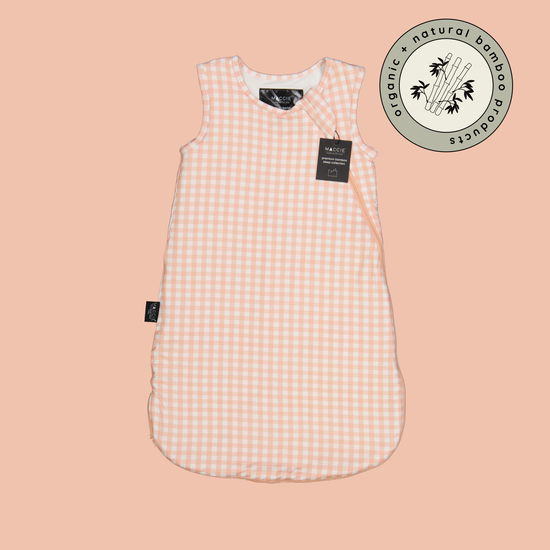 MACCIE 2.0 TOG bamboo winter sleep sack for babies featuring a wide roomy bottom cut and premium dual zipper for safe infant sleep in 16 to 20 degrees Celsius.